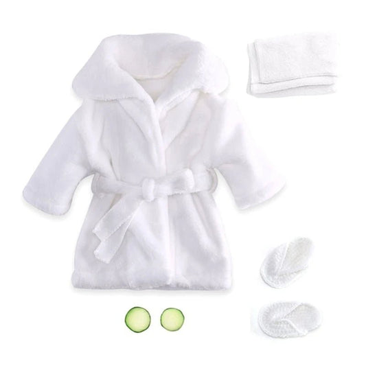 Baby Photography Props Baby Hooded Robe With Belt Bathrobes Bath Towel Cucumber slipper Set Creative Photo Outfit for 0 - 3 Moths - BabyHaven