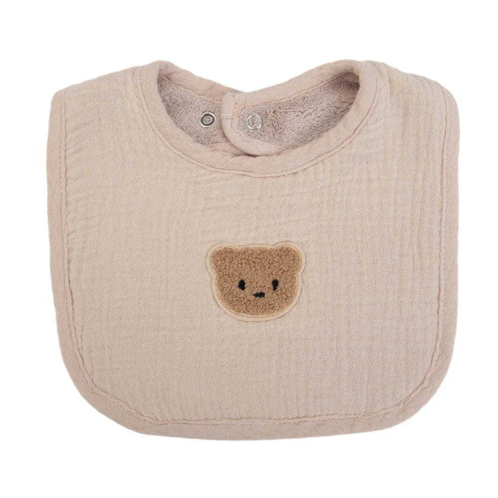 Cute Bear Muslin Cotton Baby Bibs U - Absorbent Pockets - BabyHaven