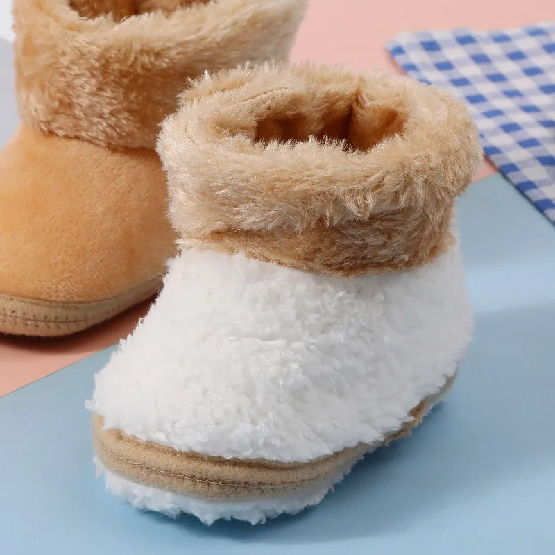Cozy First Walkers! Warm Fleece Baby Booties with Non-Slip Soles for Infants 0-12 Months, Unisex Winter Socks