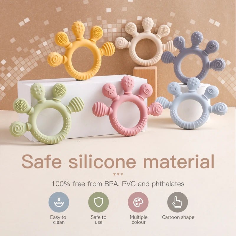 1pc Silicone Teether Food Grade Baby 0 - 12 Toys for Toddlers - BabyHaven