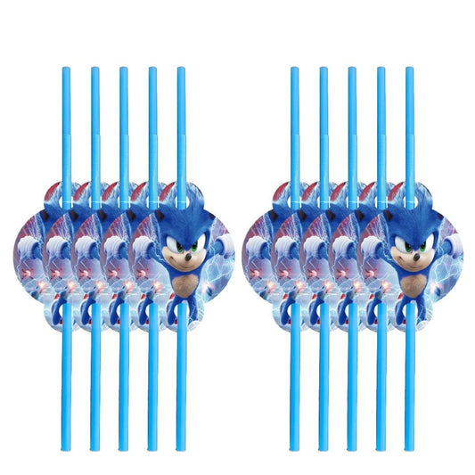 Cartoon Sonics Party Supplies Disposable Plates Tablecloth Cake Topper Banner for Kids Birthday Decor - BabyHaven