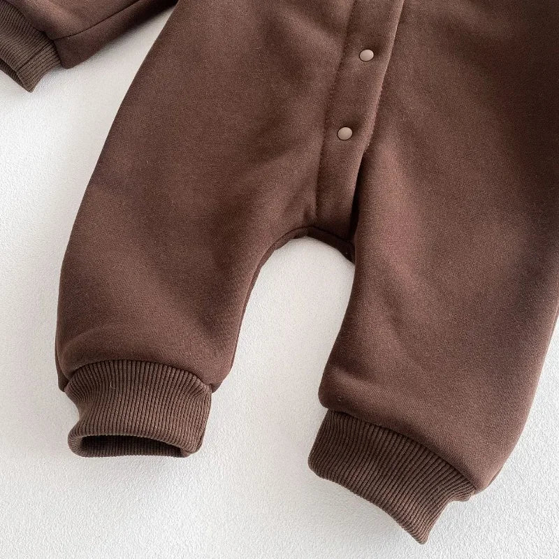 Baby Romper Hooded Jumpsuit Winter Cartoon Bear Cute Unisex Newborn Long Sleeve Outfit 0-2Y Clothing