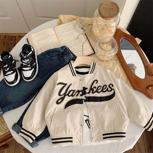Children's Jackets 2025 Spring Boys Girls Baseball Coats New Kids Embroidered Letters Cardigan Autumn Fashion Outerwear Clothing - BabyHaven
