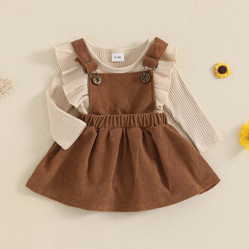Infant Baby Girl Clothes Ruffles Ribbed Romper Skirt Dress Set - BabyHaven