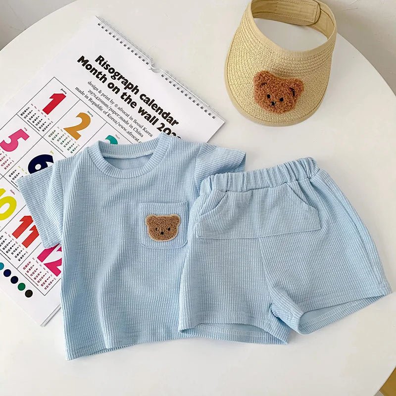 Summer Baby Clothing Set Solid Tee And Shorts 2 Pcs Boys Outfit - BabyHaven