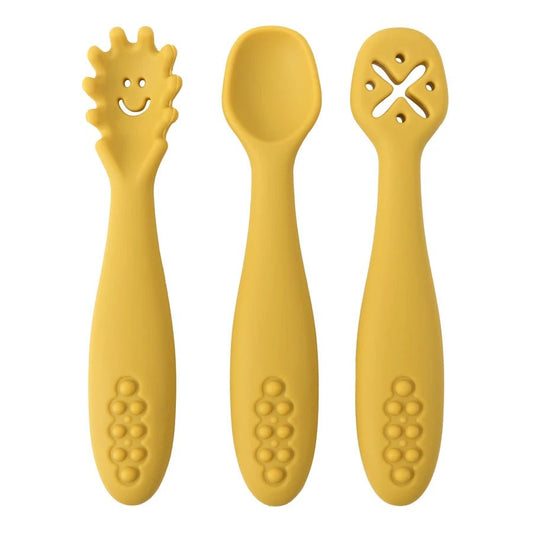 3PCS Silicone Spoon Fork Set For Baby Feeding Utensils - BabyHaven