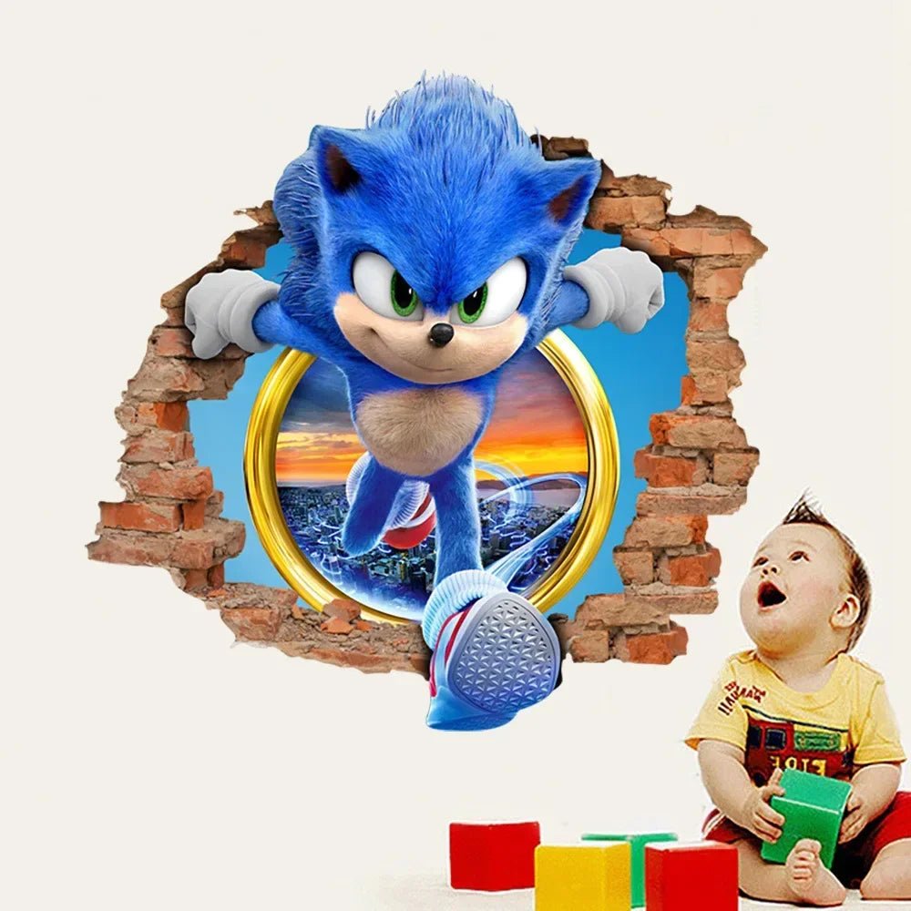 Sonic Cartoon Sticker PVC Wallpaper Game Poster 3D Anime - BabyHaven