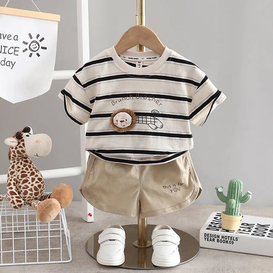 New Baby Boys Summer Clothes Outfits Sets Striped T-Shirt Shorts Suits - BabyHaven