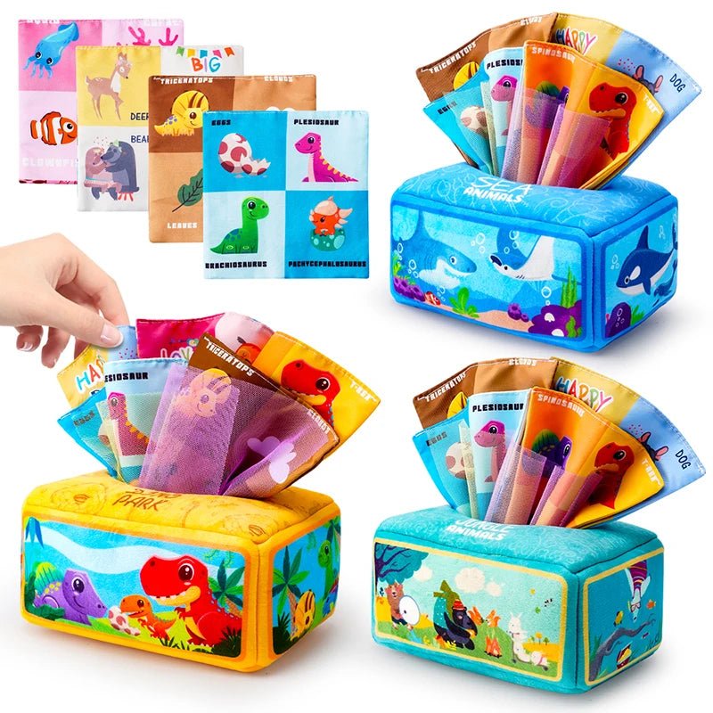 Baby Draw Paper Towel Tearing Tissue Box Montessori Toy - BabyHaven