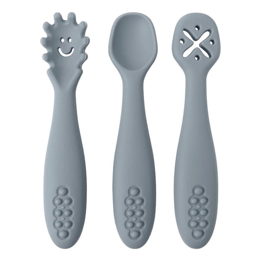 3PCS Silicone Spoon Fork Set For Baby Feeding Utensils - BabyHaven
