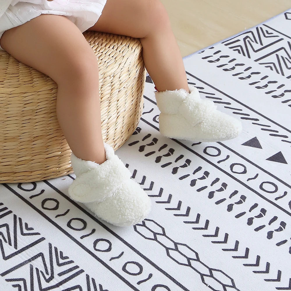 Infant Baby Boy Girl Cozy Fleece Bootie Newborn Stay On Slipper Winter Warm Gripper Non-Slip Crib Shoes