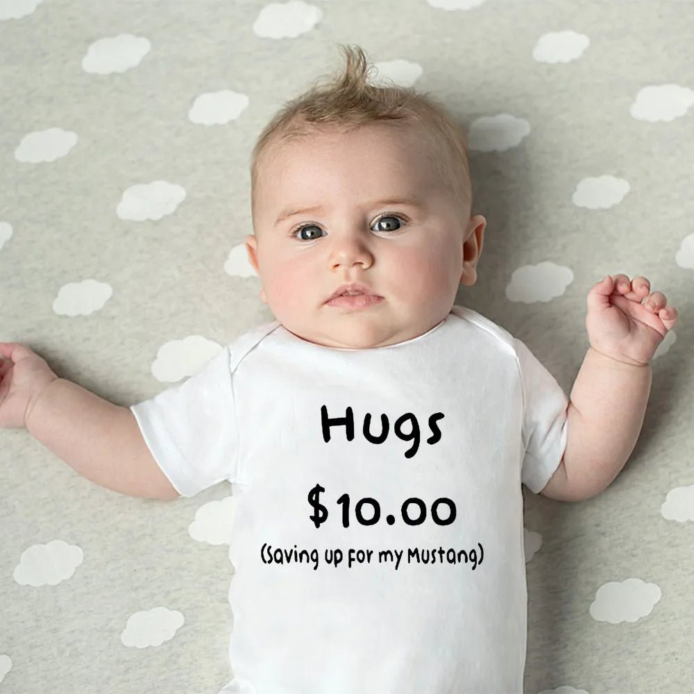 Summer Newborn Jumpsuit Hugs 10 Saving Up for My Mustang Funny Infant Bodysuit Baby Boy Girl Letter Print Playsuit - BabyHaven
