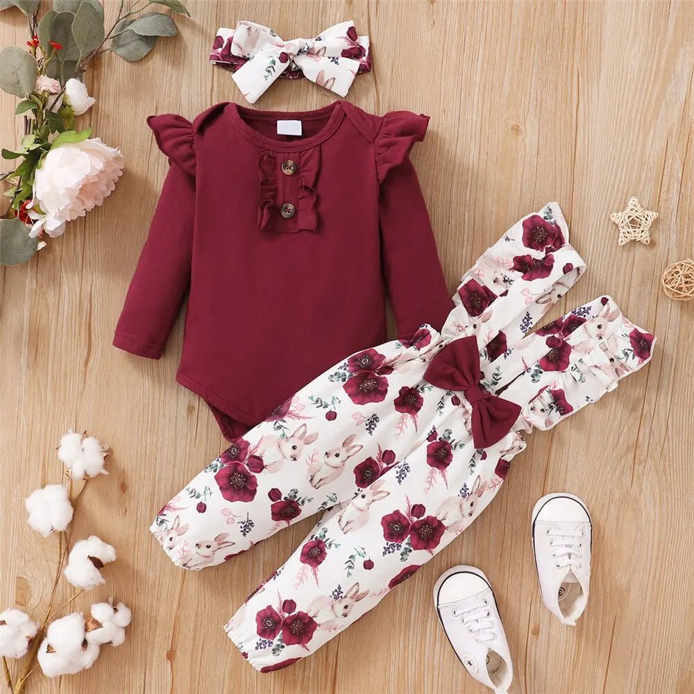 Months Newborn Baby Girl 3PCS Clothes Set Outfit Cute - BabyHaven