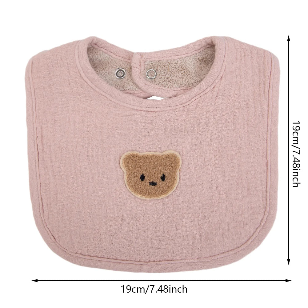 Cute Bear Muslin Cotton Baby Bibs U - Absorbent Pockets - BabyHaven