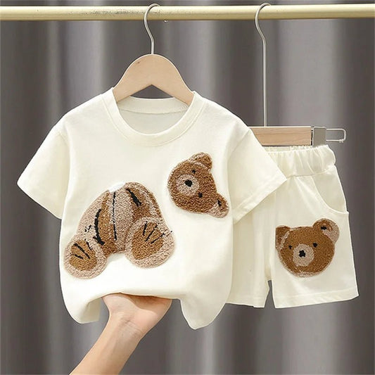 Summer Toddler Baby Clothes Boys Cotton Bear T-Shirt Shorts Set - BabyHaven