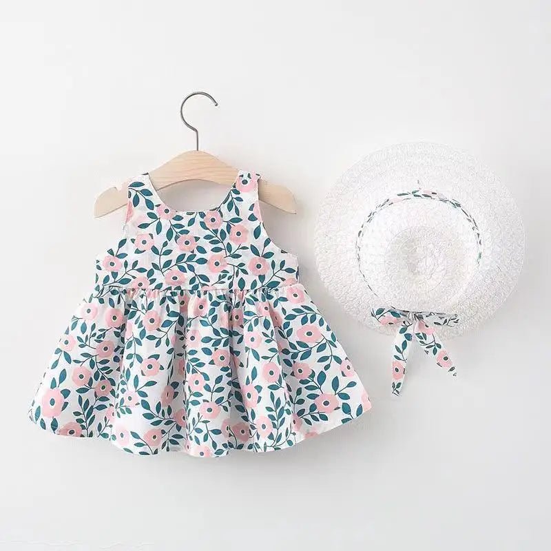 2Piece Summer Newborn Dresses Toddler Clothes Cute Bow Flowers Beach Infant Princess Dress Baby Girl Clothing Set - BabyHaven
