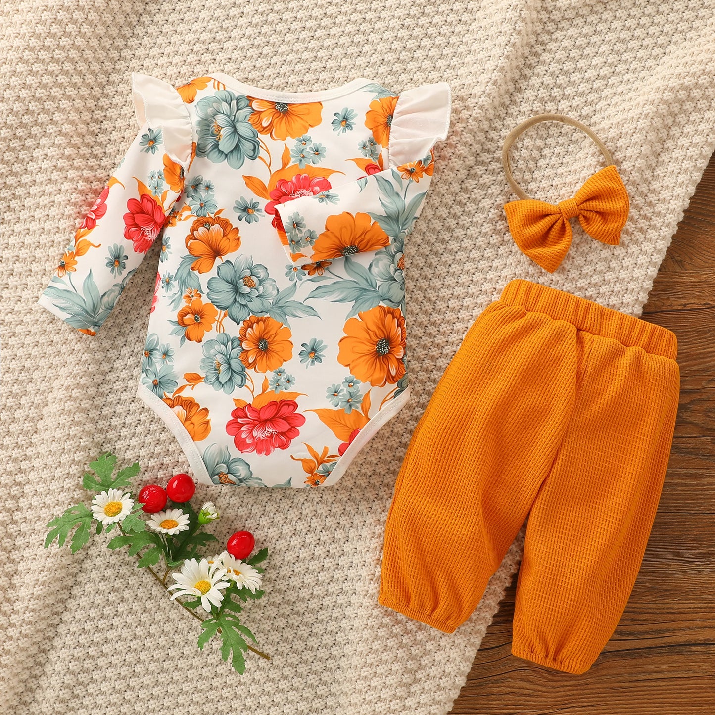 Baby Girls Summer 2Pcs Outfit Set Long Sleeve Floral Casual - BabyHaven