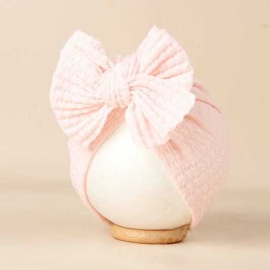 Lovely Bowknot Knitted Baby Hat Cute Solid Color Turban - BabyHaven