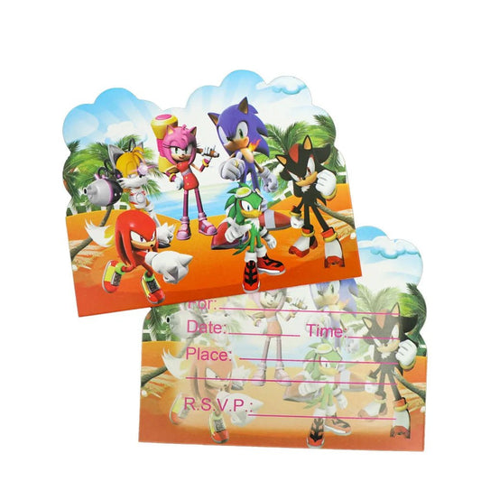 Cartoon Sonics Party Supplies Disposable Plates Tablecloth Cake Topper Banner for Kids Birthday Decor - BabyHaven