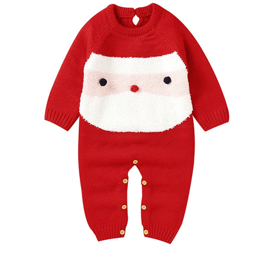 Sending Hats Baby Christmas Rompers Clothes Red Reindeer Knit Newborn Boy Girl Jumpsuits Winter Infant Kids New Year Playsuits