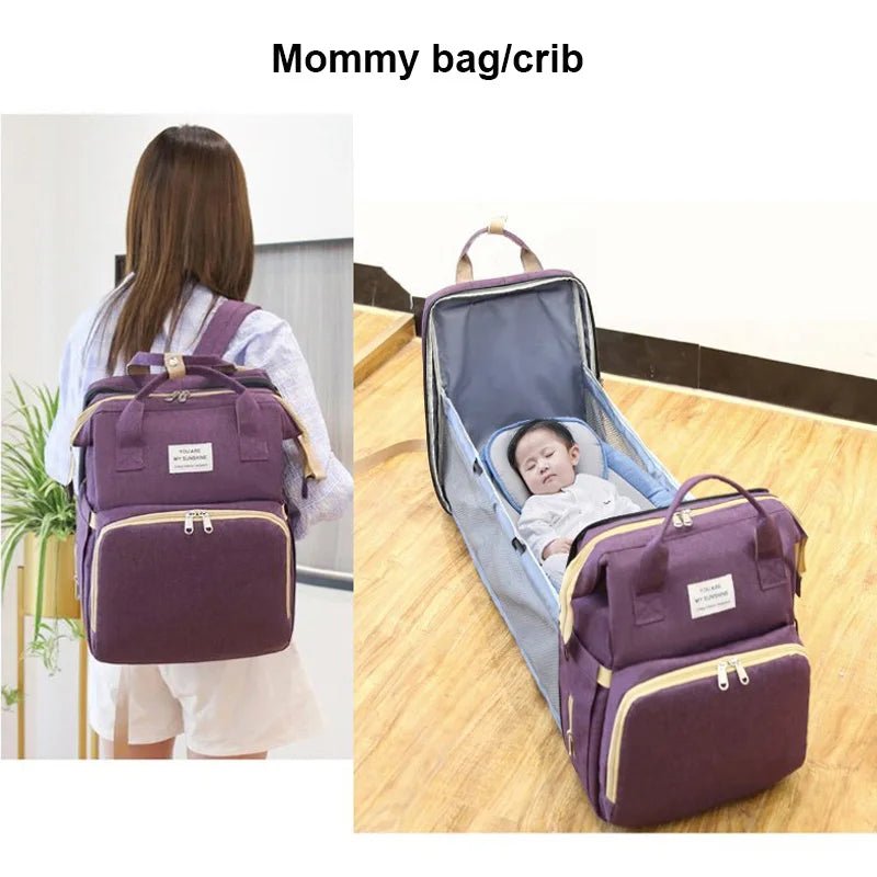 New Folding Mommy Bag Lightweight Portable Crib Bed Backpack - BabyHaven