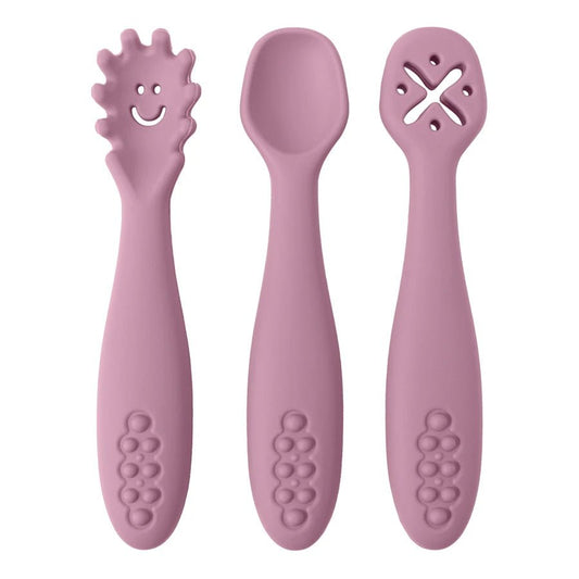 3PCS Silicone Spoon Fork Set For Baby Feeding Utensils - BabyHaven