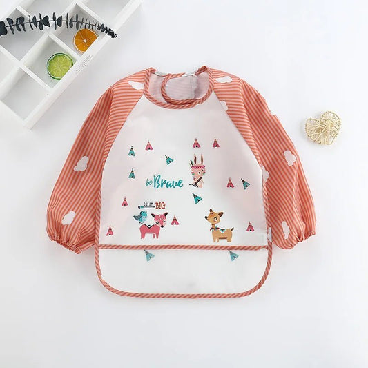 Baby Bibs Cute Colorful Cartoon Waterproof Bib Infant Eating Children Drawing Long Sleeve Pocket Apron Self Feeding Baby 0 - 3Y - BabyHaven