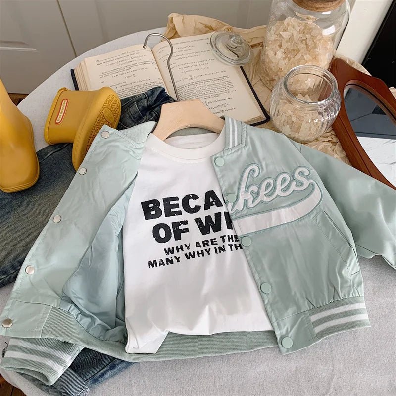 Children's Jackets 2025 Spring Boys Girls Baseball Coats New Kids Embroidered Letters Cardigan Autumn Fashion Outerwear Clothing - BabyHaven