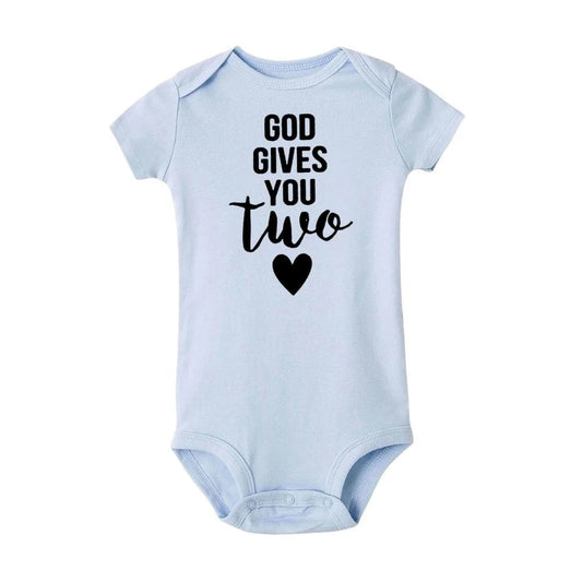 Twins Newborn Baby Bodysuit Summer Infant Short Sleeve Jumpsuit Unisex Pregnancy Announcement Gift - BabyHaven