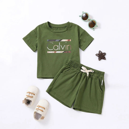 Kids Summer Boys Girls Short Sleeve Shorts Sports Suit Casual Fashion Letter Printed Trendy Clothing - BabyHaven