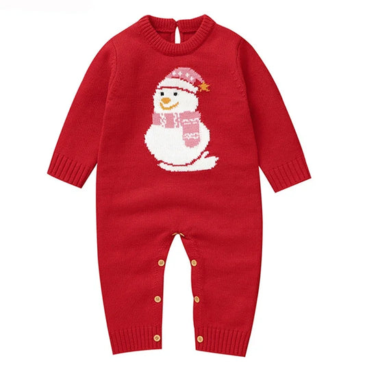 0-18m Red Reindeer Knit clothes Infant Winter Newborn Christmas Rompers Boys Girl Long Sleeve Playsuits Hats Set Toddler Outwear