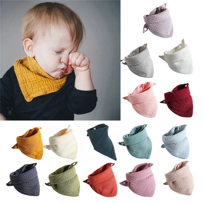 3Pcs/Lot Baby Muslin Bibs Soft Cotton Solid Color Bibs - BabyHaven