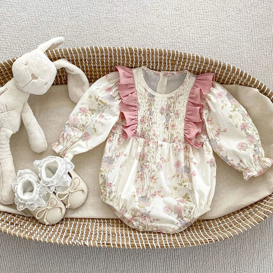 Autumn Sister Clothing Kids Princess Dresses Baby Romper Pink Floral - BabyHaven