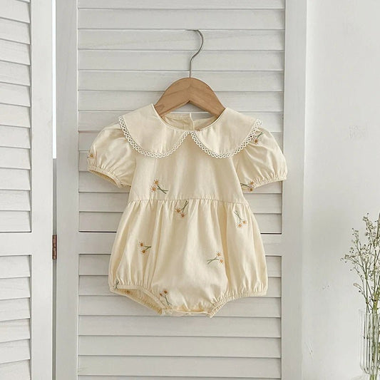 Infant Baby Girls Lace Collar Dress Rompers Family Clothes - BabyHaven