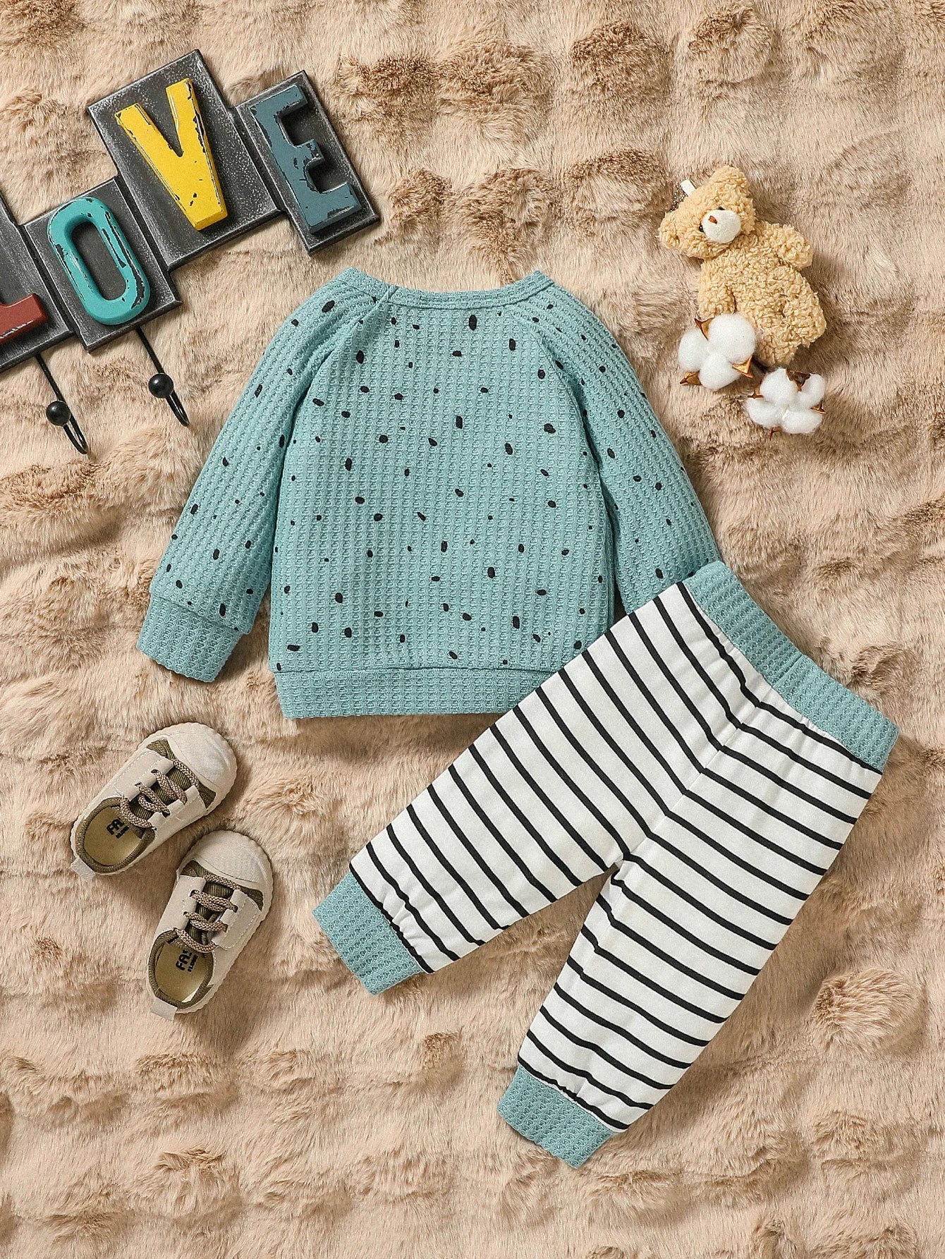 Baby Long Sleeve Waffle Cute All Seasons Plaid Pantsuits - BabyHaven