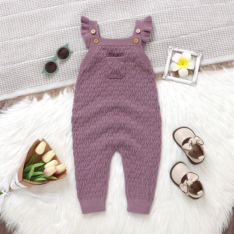 Baby Girls Knit Rompers Sleeveless One Piece Newborn Infant Solid Jumpsuits 0 - 18 Months Toddler Spring Autumn Outfits - BabyHaven