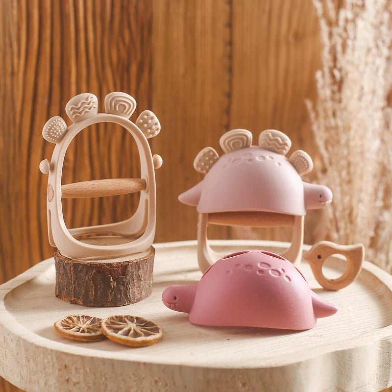 Baby Dinosaur teether Silicone baby toys 0 12 months newborn things Gloves Anti - lost Toys Soft material Silicone baby teether - BabyHaven