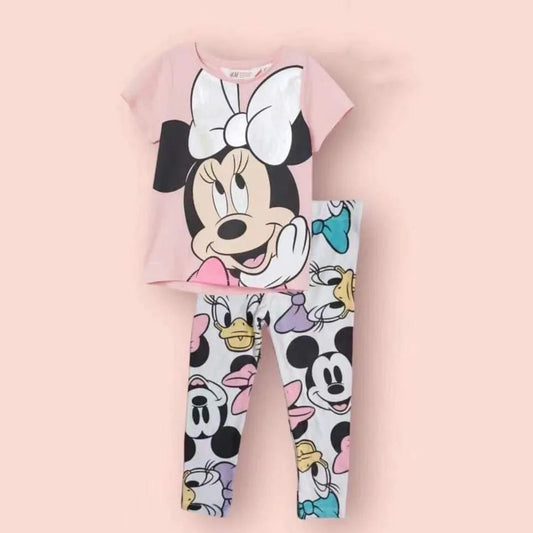 Disney Minnie Mouse Baby Girls Full Print Set Spring Autumn Clothing Long Sleeve Top and Pants Outfit - BabyHaven