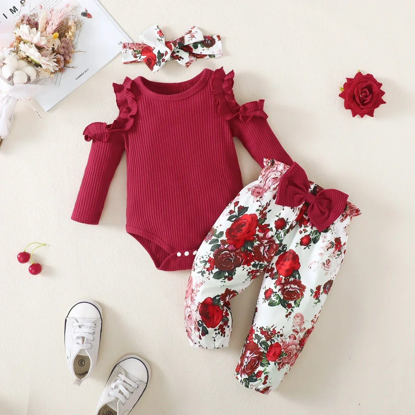 Newborn Baby Girl Clothes Set 3 - 24 Months Floral Outfit - BabyHaven