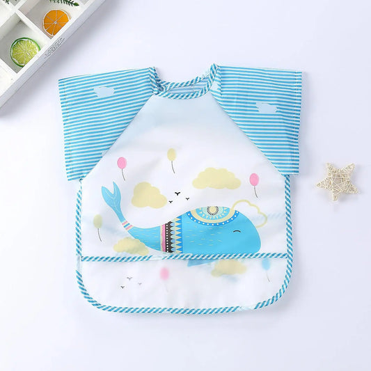Baby Bibs Cute Colorful Cartoon Waterproof Bib Infant Eating Children Drawing Long Sleeve Pocket Apron Self Feeding Baby 0 - 3Y - BabyHaven