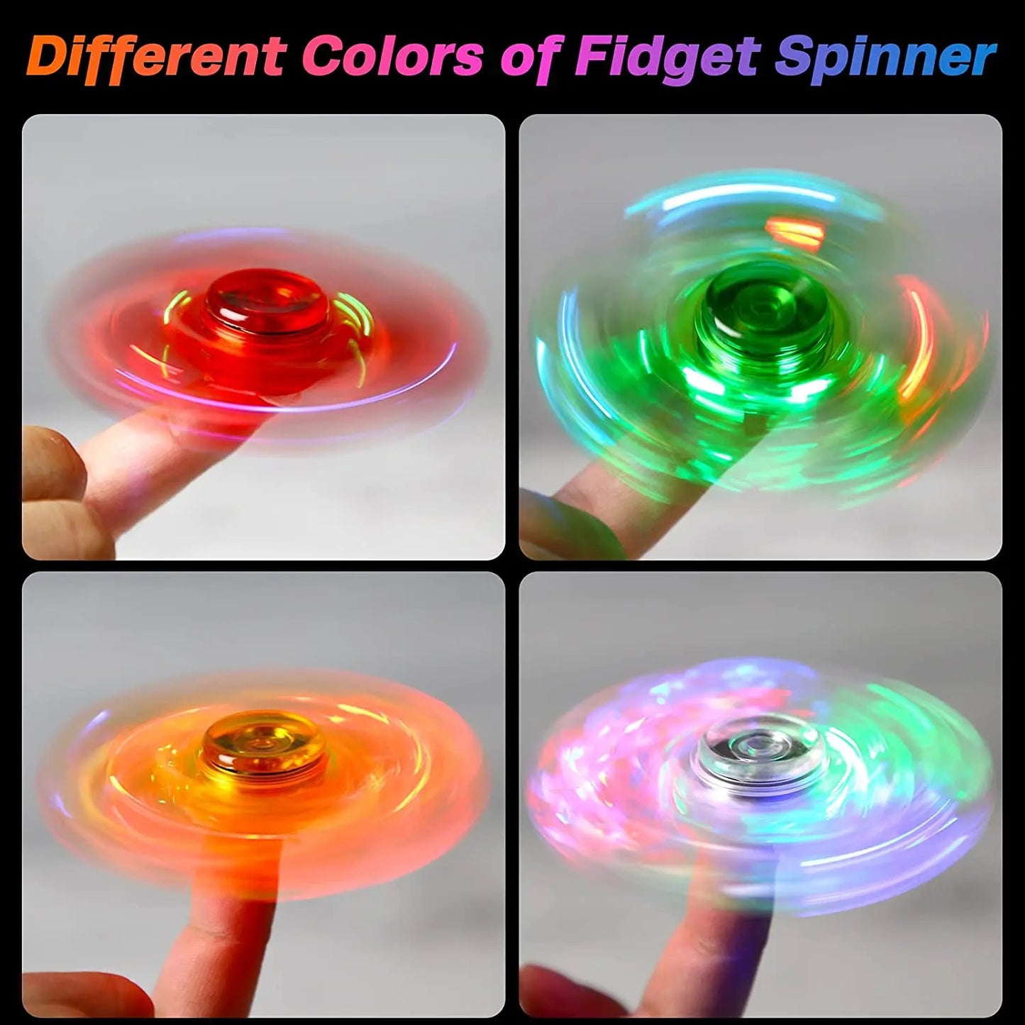 LED Light Up Fidget Spinner Luminous Finger Toy for Stress Relief - BabyHaven