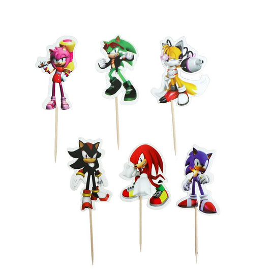Cartoon Sonics Party Supplies Disposable Plates Tablecloth Cake Topper Banner for Kids Birthday Decor - BabyHaven