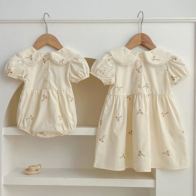 Infant Baby Girls Lace Collar Dress Rompers Family Clothes - BabyHaven
