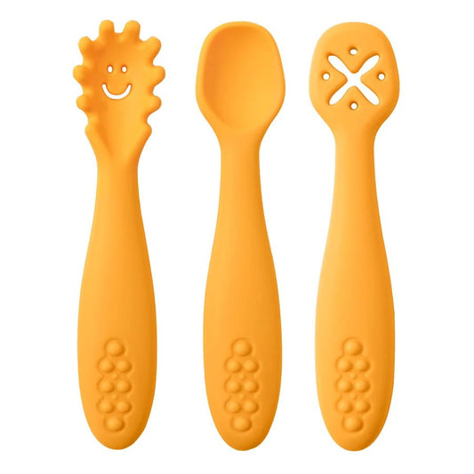 3PCS Silicone Spoon Fork Set For Baby Feeding Utensils - BabyHaven