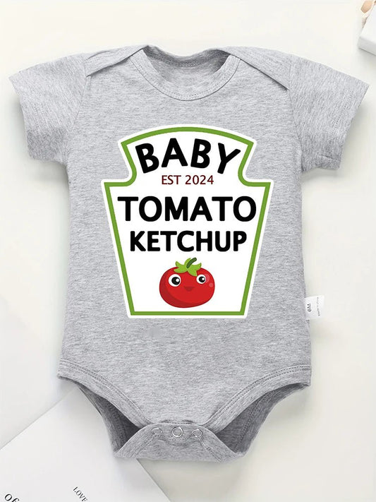 Funny Cute Baby Tomato Ketchup Bodysuit 100% Cotton Red - BabyHaven