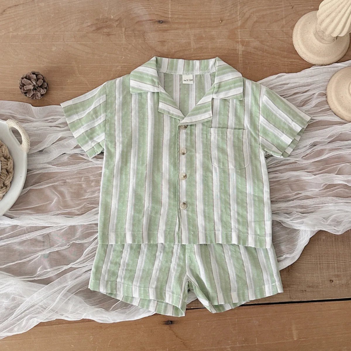 Summer Baby Boys Clothes Set Fashion Leisure Newborn Lapel Striped Shirt and Shorts 0 - 3 Years Children 2 Pieces - BabyHaven
