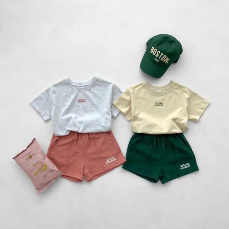 Summer New Baby Short Sleeve Clothes Set Infant Boy Letter Print T Shirts Shorts 2pcs Suit - BabyHaven