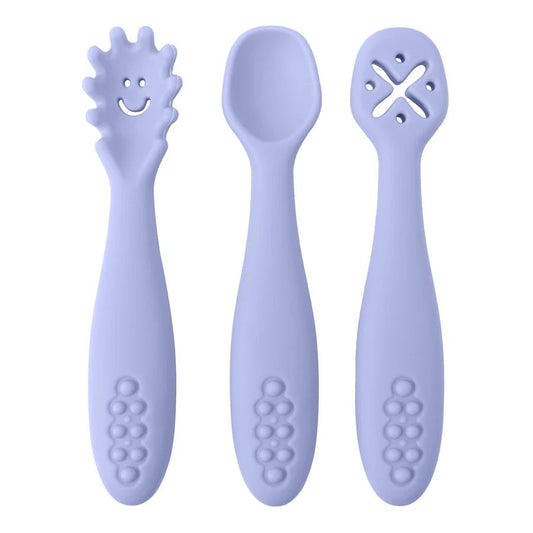 3PCS Silicone Spoon Fork Set For Baby Feeding Utensils - BabyHaven