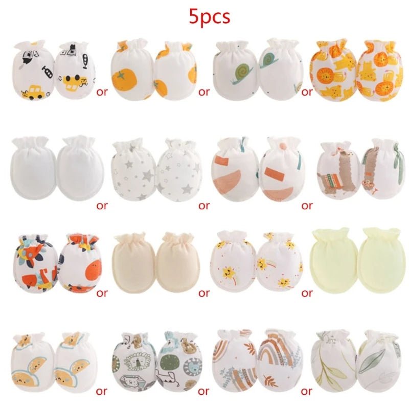 5Pairs 0 - 3Month Newborn Baby Anti - Scratch Gloves Infant Boy Girl Unisex Mittens Baby Accessories - BabyHaven
