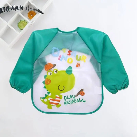 Baby Bibs Cute Colorful Cartoon Waterproof Bib Infant Eating Children Drawing Long Sleeve Pocket Apron Self Feeding Baby 0 - 3Y - BabyHaven
